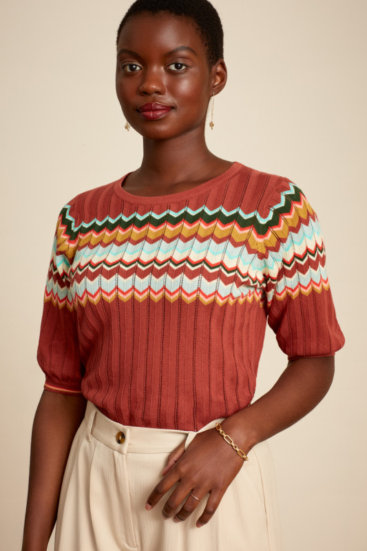 KING LOUIE Agnes Top Bell Sleeve Picadillo Pullover