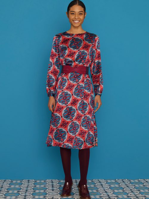 blau Kleid von Niu Mode Kleider Langarmkleider NIU’ Rautendesign-Gr.L-neu! 