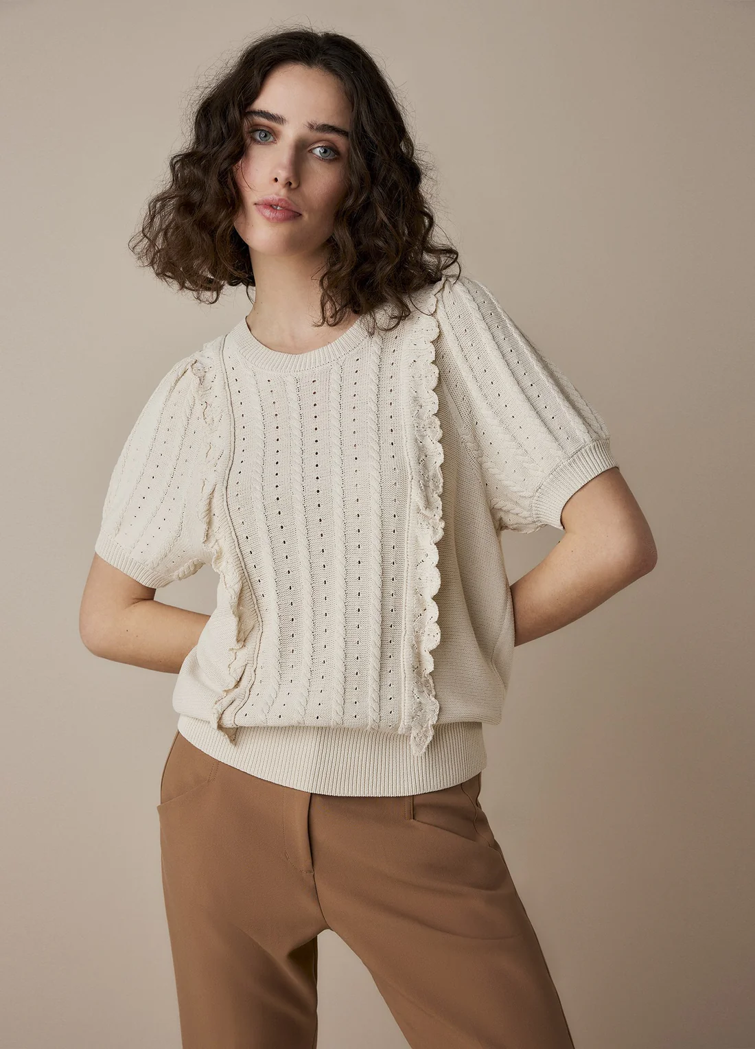 SUMMUM Pullover short sleeve sweater 7s5723-7892 Ivory XS