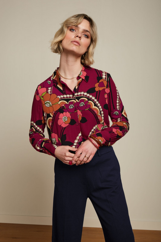 King Louie Winona Blouse Lovechild 08447212 Cabernet Red 38