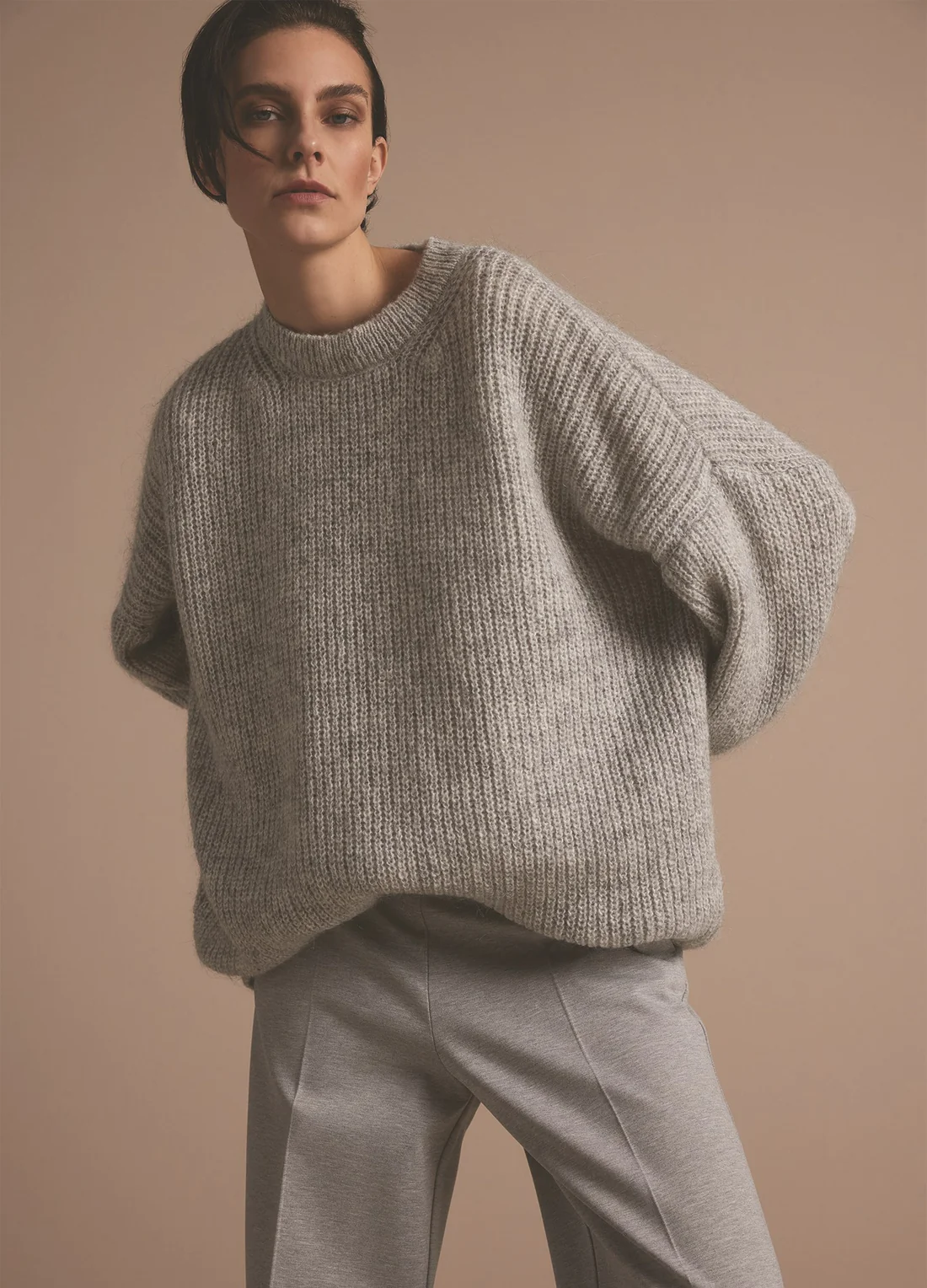 SUMMUM Pullover melange mohair blend knit 7s5760-7949 Fog S