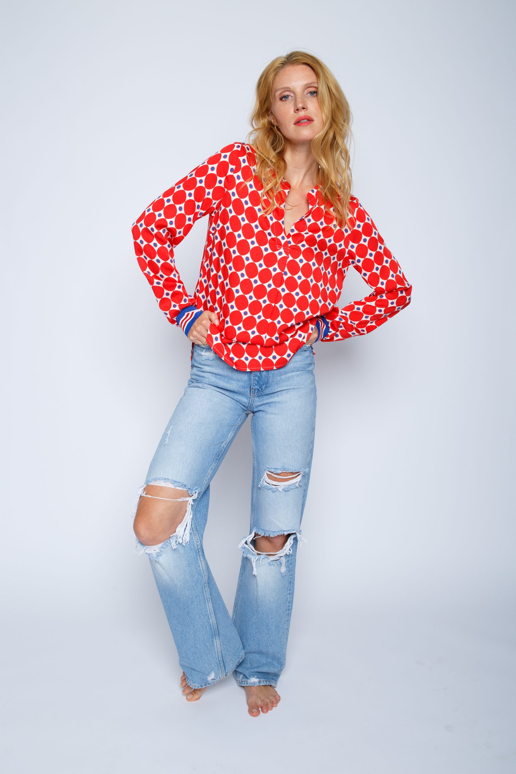 EMILY VAN DEN BERGH Bluse Red Dots 8118-154720 Red 42