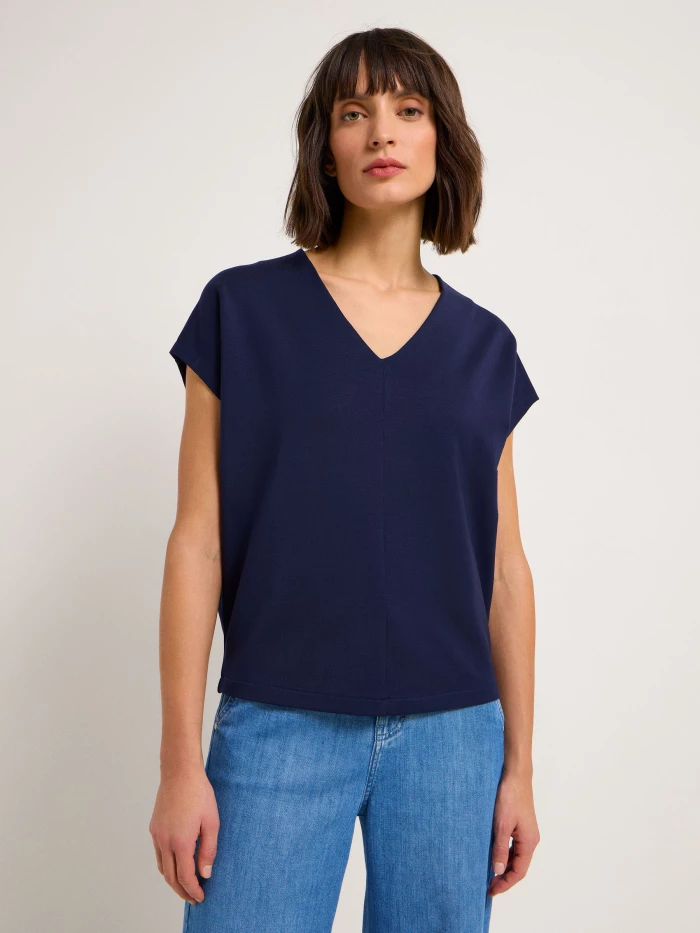 Lanius Shirt mit V-Ausschnitt 13530 Night blue 44